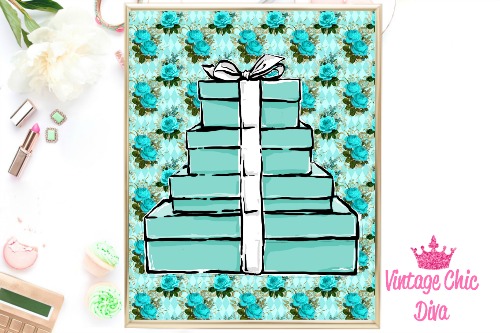Tiffany Boxes Teal Flower Background-