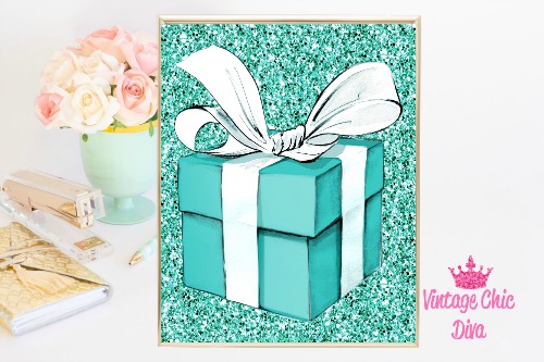Tiffany Box Teal Glitter Background-