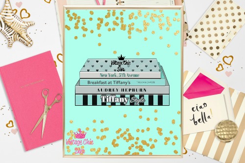 Tiffany Fashion Books Mint Gold Dots Background-