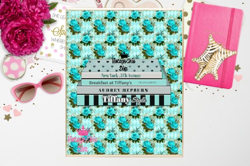Tiffany Fashion Books Teal Floral Background-
