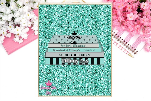 Tiffany Fashion Books Teal Glitter Background-