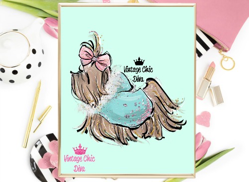 Yorkie Mint Background-